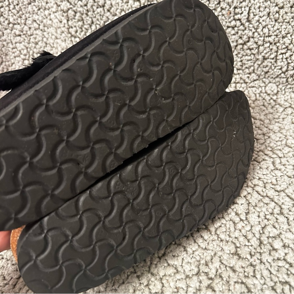 Birkenstock Papillio Boston clog sandals lined black fuzzy size 39 women’s 8 M 6 - Picture 5 of 6